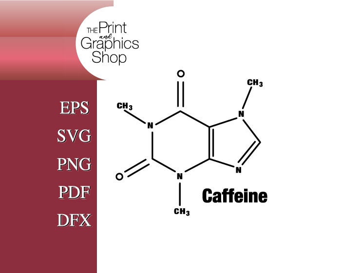 Caffeine Molecule SVG: Chemistry Clipart, Cut File (digital Download ...