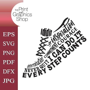 Elke stap telt, I Can Do It, Runner Quotes, EPS, Clipart, Jogger Shoe Svg, Vector, Digitale Download, Bestand knippen, Jogger Inspiratie Svg, PNG