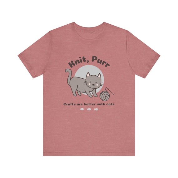 Knitting T-Shirt, Crafting TShirt, Knitter T Shirt, Crafter Tee, T-Shirt, Knit Happens, Crafts, Funny Knitter Cat Tee, Kitty Lover Gift