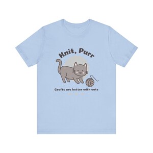 Knitting T-Shirt, Crafting TShirt, Knitter T Shirt, Crafter Tee, T-Shirt, Knit Happens, Crafts, Funny Knitter Cat Tee, Kitty Lover Gift image 6