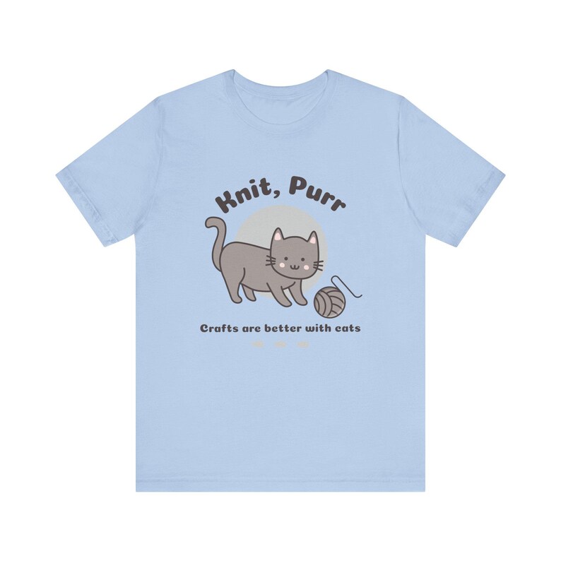 Knitting T-Shirt, Crafting TShirt, Knitter T Shirt, Crafter Tee, T-Shirt, Knit Happens, Crafts, Funny Knitter Cat Tee, Kitty Lover Gift image 6