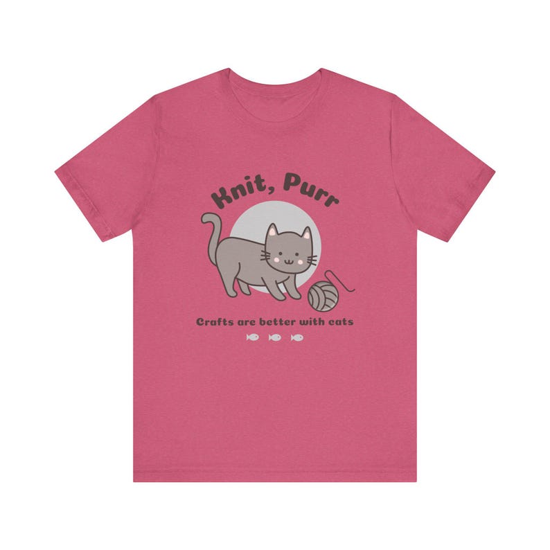 Knitting T-Shirt, Crafting TShirt, Knitter T Shirt, Crafter Tee, T-Shirt, Knit Happens, Crafts, Funny Knitter Cat Tee, Kitty Lover Gift image 8