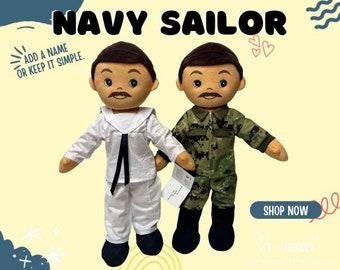 Navy Doll/ Sailor Doll /Custom handmade doll/fabric heirloom doll/boy doll/big brother gift/handmade doll/lookalike doll/nursery decor