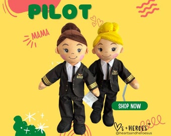 Pilot Doll/Pilot Gift / Stewardess Doll/ Flight Attendant Doll/ Custom Handmade Doll/ Deployment Doll//Memory Doll/lookalike doll