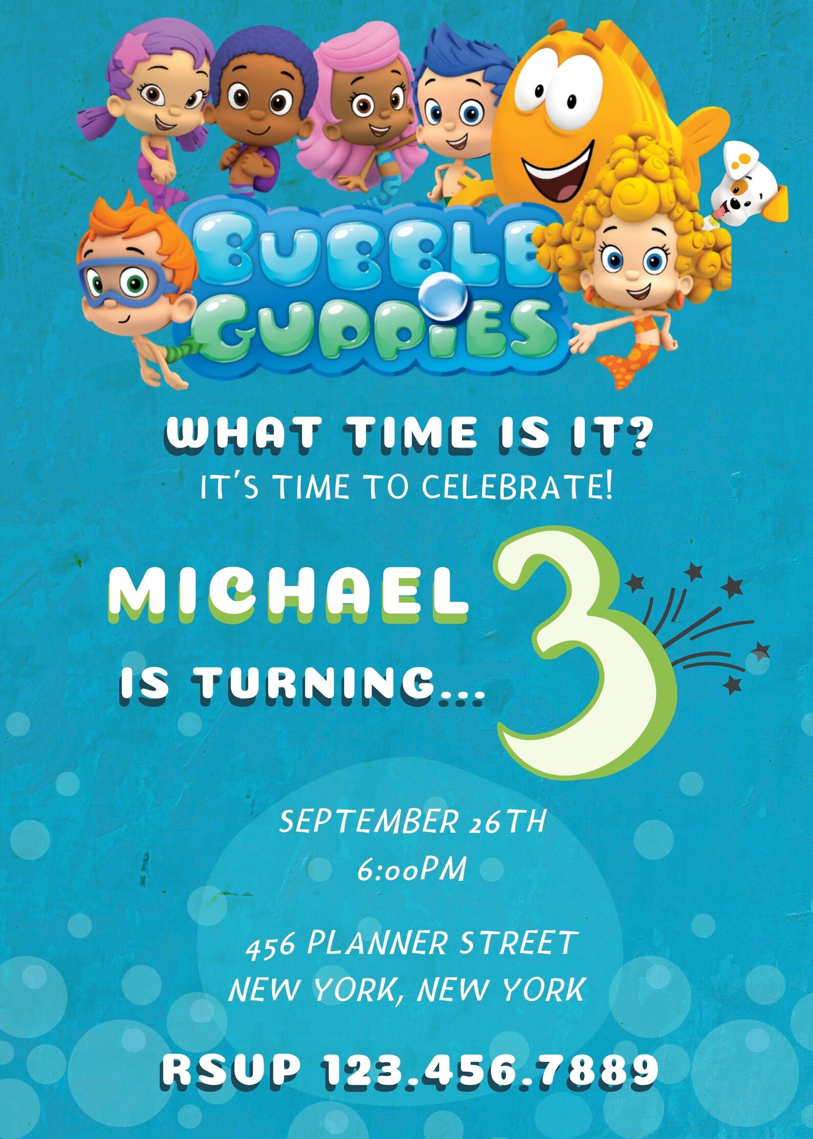 Bubble Guppies Birthday Invitation, Bubble Guppies Invite, Bubble Guppies Invitation, Bubble ...