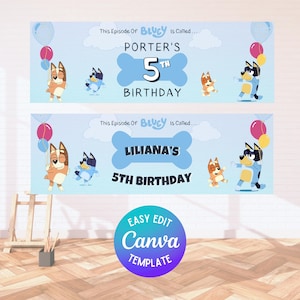Custom Banner, Bluey Birthday, Bluey Birthday Banner, Custom Birthday Banner, Party Banner, Bluey Birthday Party
