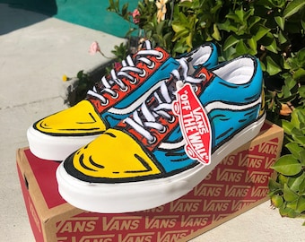 Classic Custom Cartoon Painted Vans,Custom Sneakers,Custom Shoes,Hand Painted Shoes,Perfect gift,Paint shoes,Accepting custom orders