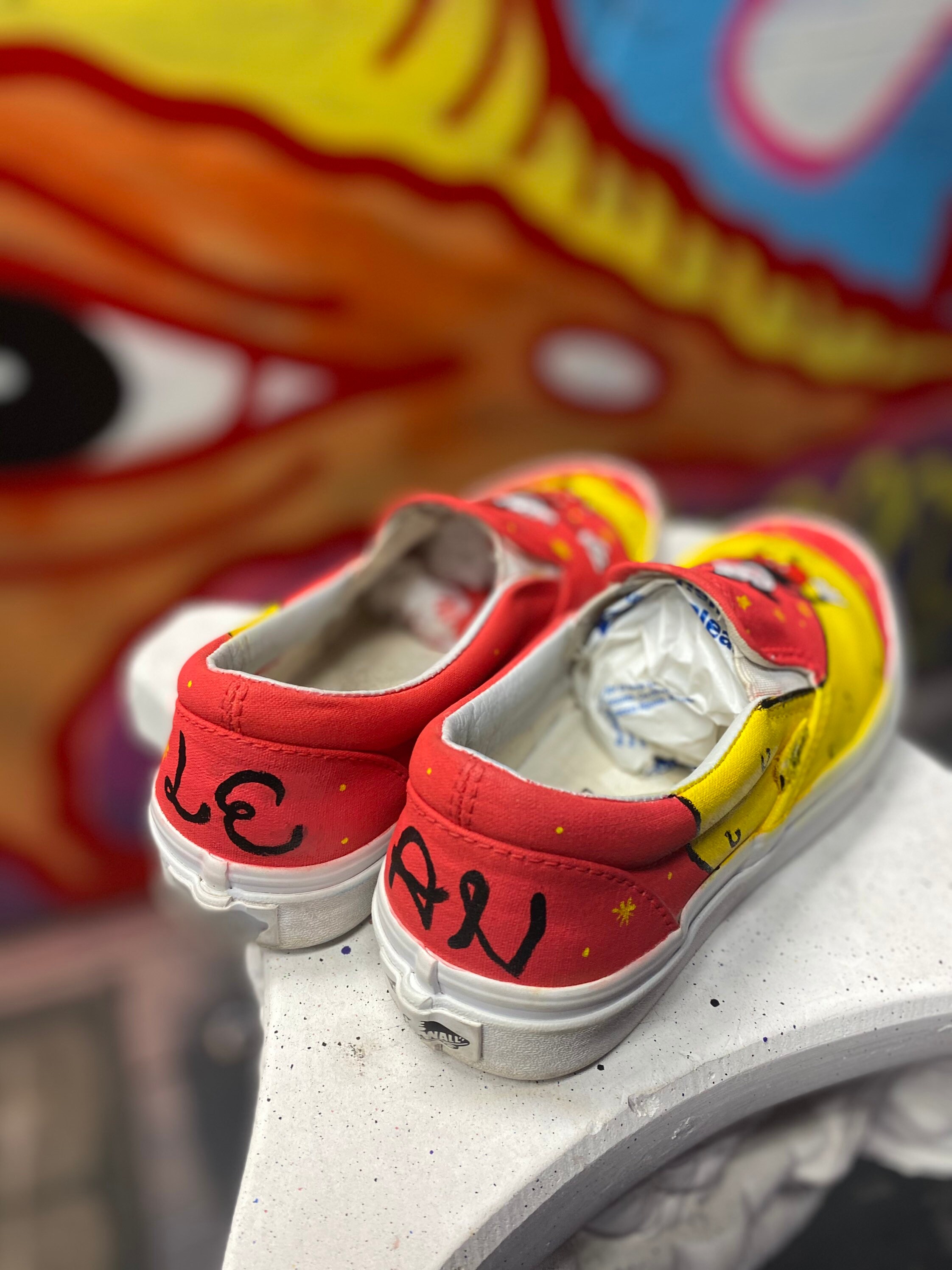 Custom Painted Slip on Vans Etsy