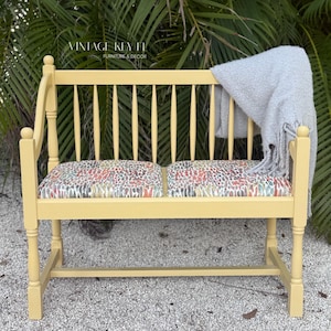 Refinished Antique Wood Bench, Antique Bench, Antique Double Seat, Antique Wood Bench, Antique High Back Bench, Vintage Bench