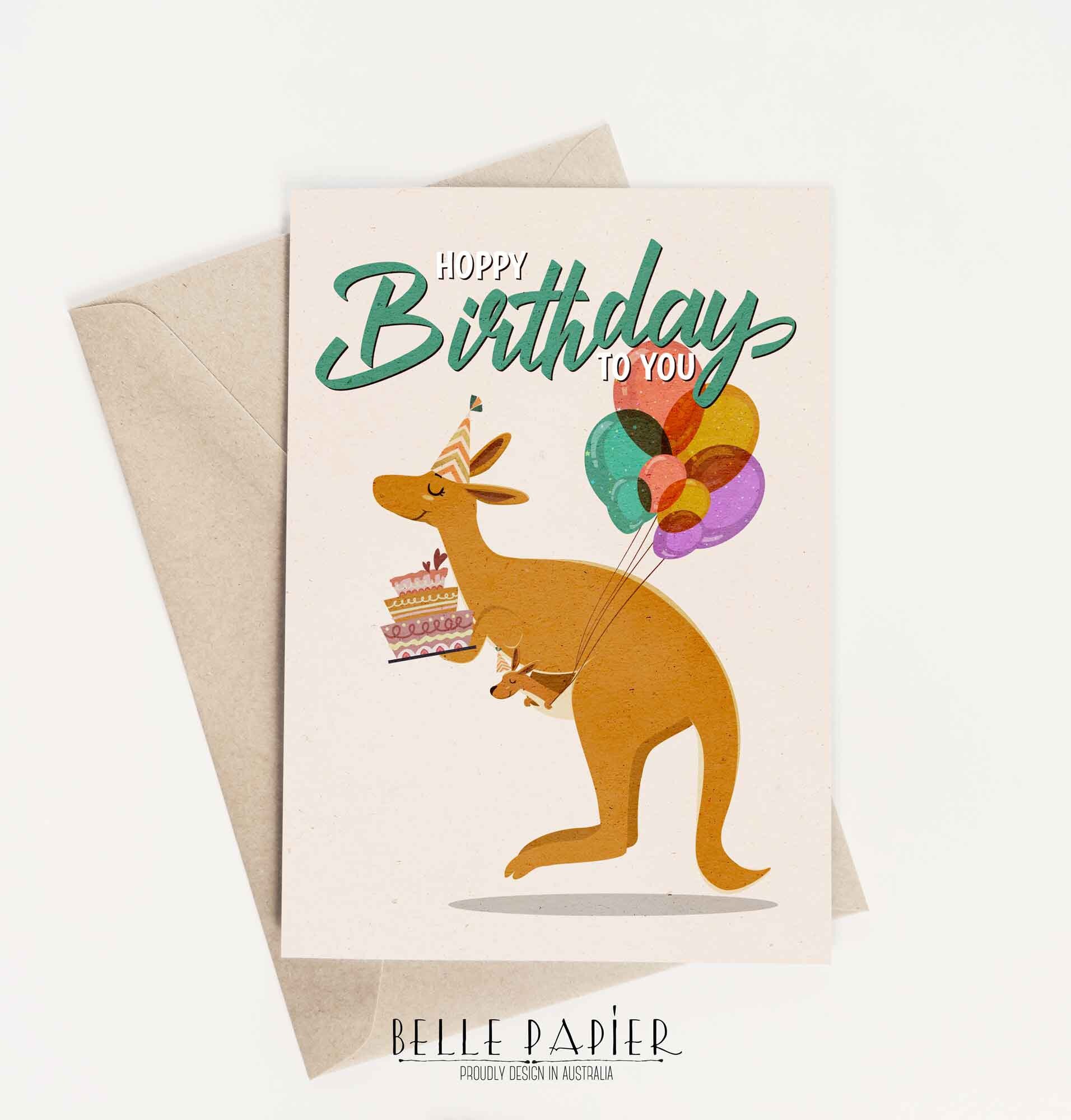 Birthday Card Kangaroo Card Birthday Cards Funny Cards Kids Etsy