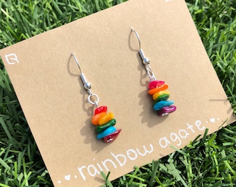 Rainbow Earrings | Rainbow Stacked Crystal Earrings | Pride Rainbow Earring Gift | Pride Earrings | Handmade Earrings Gift For Pride Month