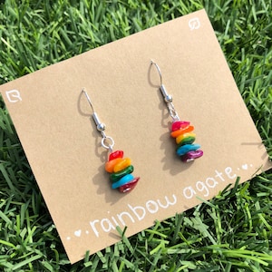 Rainbow Earrings | Rainbow Stacked Crystal Earrings | Dainty Rainbow Earring Gift | Dangle Earrings | Handmade Earrings Gift for Women