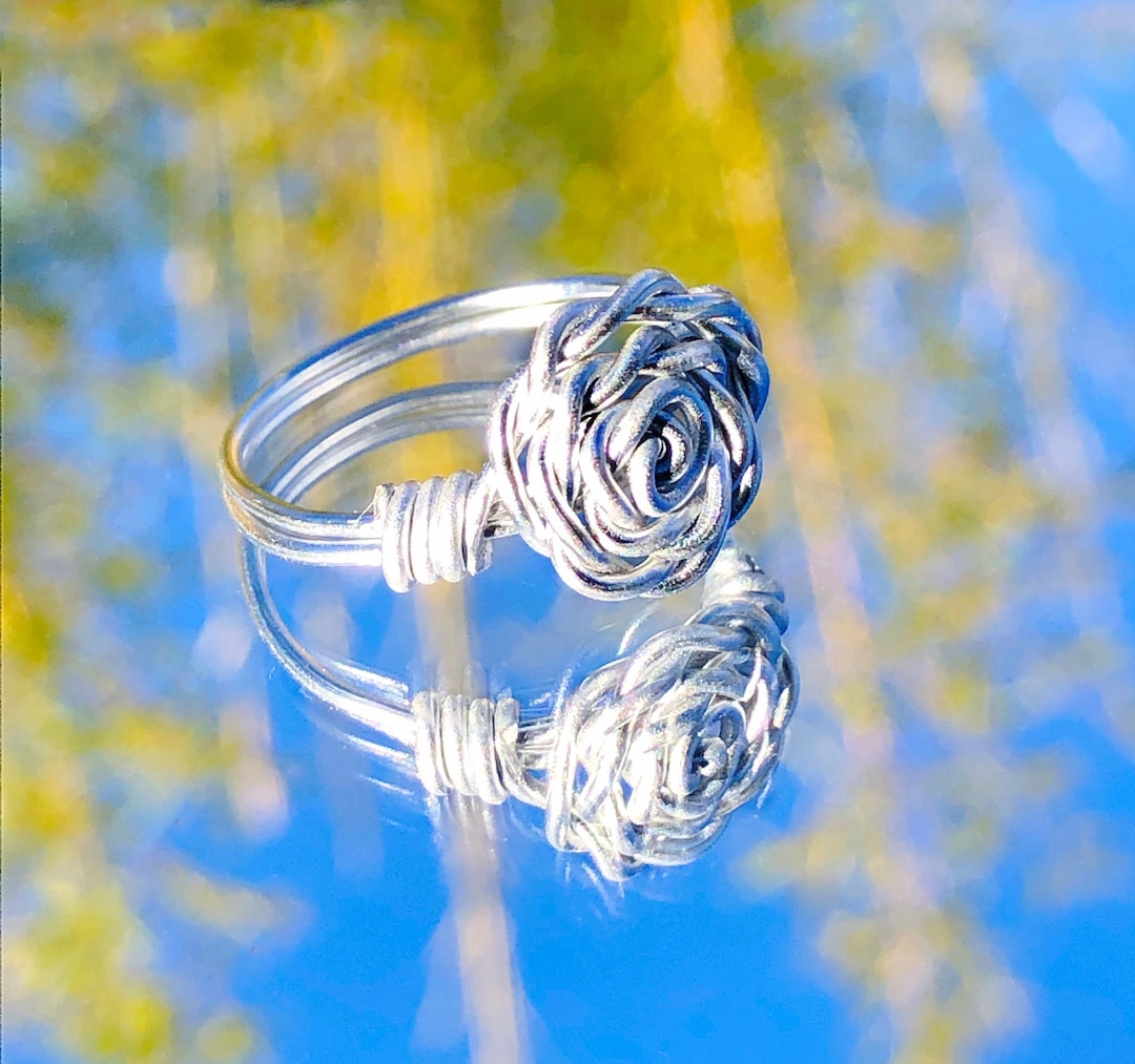 Rose Wire Ring Dainty Wire Rose Flower Ring Handmade Minimalist Rose