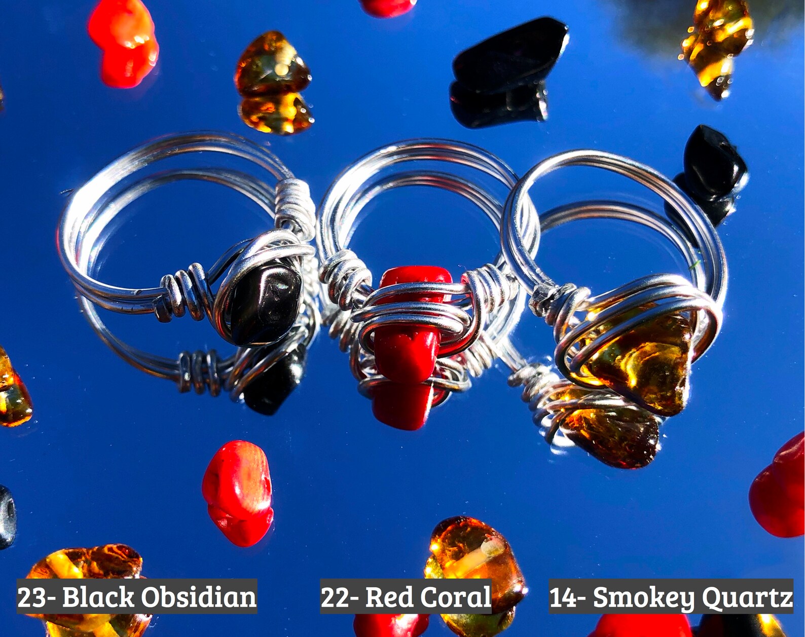 Choose 2 Wire Wrapped Gemstone Crystal Handmade Rings Free | Etsy