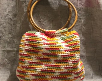 Crocheted Handbag, vintage styling, bright citrus colors