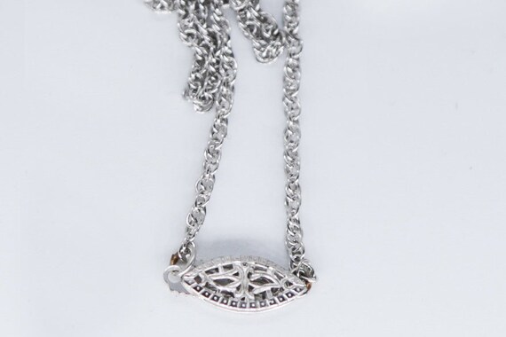 Vintage Fishhook White Gold Necklace