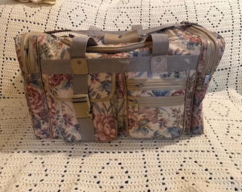 Vintage Floral Tapestry Duffel Bag