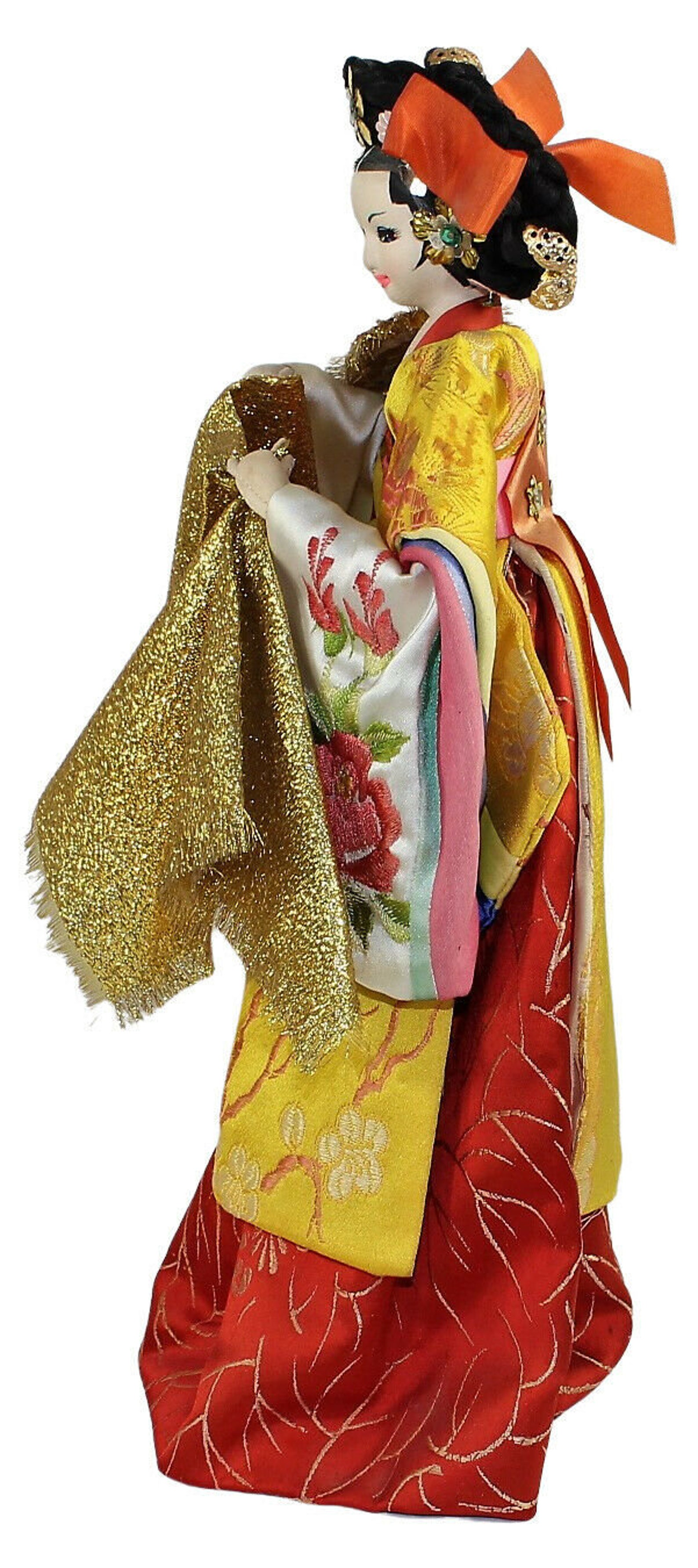 Vintage Japanese Doll Kimono With Base Stand Geisha 14 Etsy