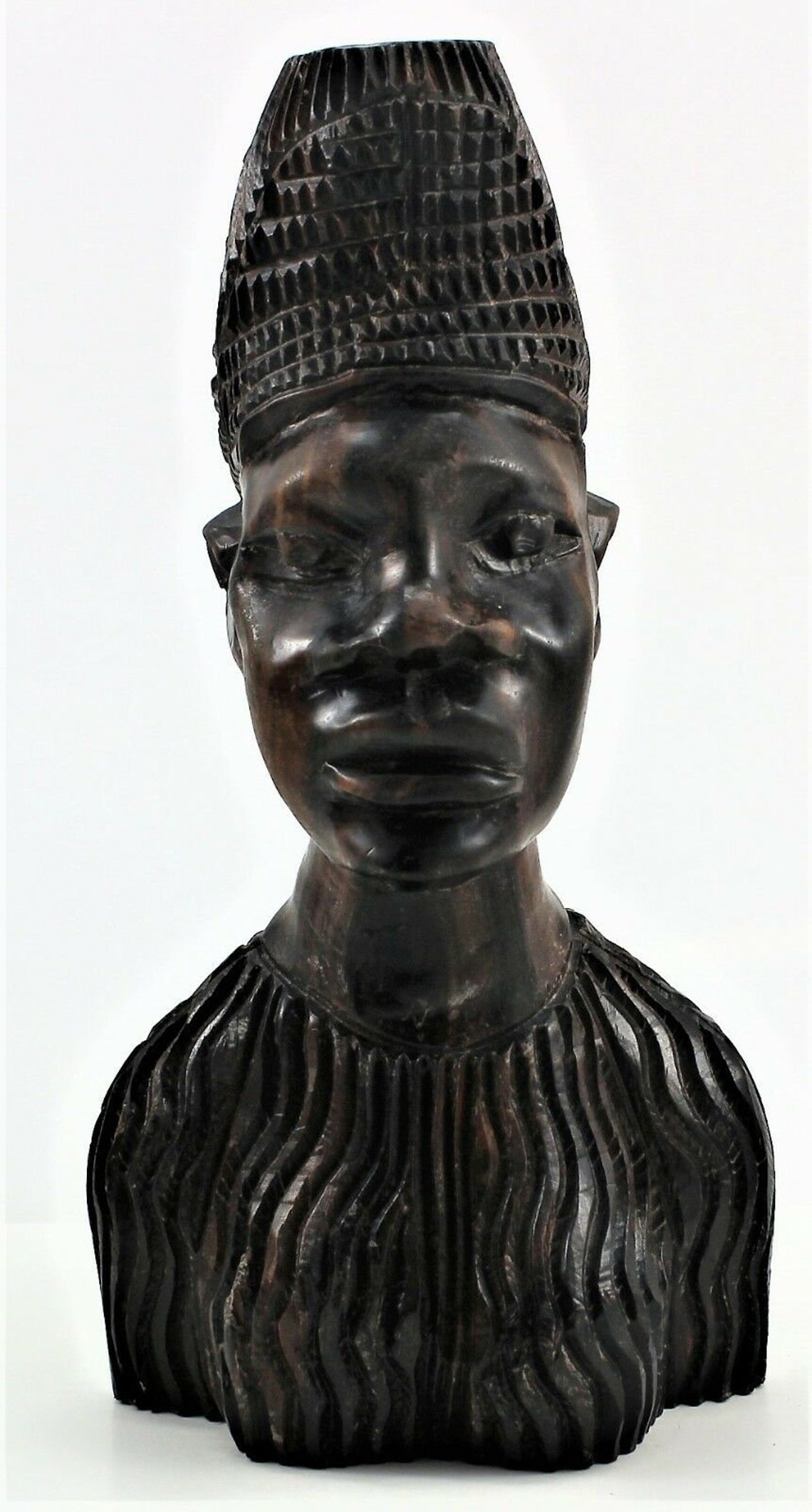 Vintage African Hand Carved Ebony Wood Male Head Statue's Etsy