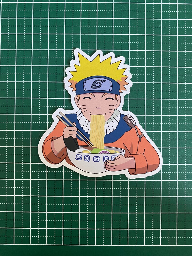 Naruto Eating Ramen Vinyl Laminated Waterproof Sticker Etsy