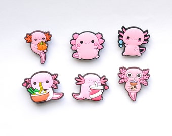 Cute Happy Pink Axolotl Shoe Charm - Charms for your Crocs - Croc Accessories. Jibbitz