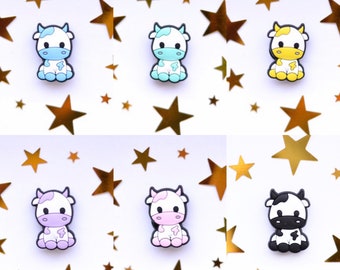 Cute Colourful Pastel Cow Shoe Charm - Charms for your Crocs - Croc Accessories. Jibbitz