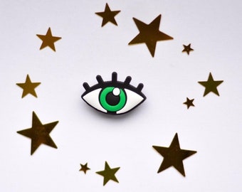 Cute Funky Green Eye Shoe Charm - Charms for your Crocs - Croc Accessories. Jibbitz