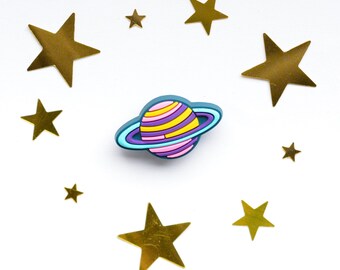 Rainbow stripe planet purple yellow pink saturn shoe charm jibbitz for crocs. Space themed rings