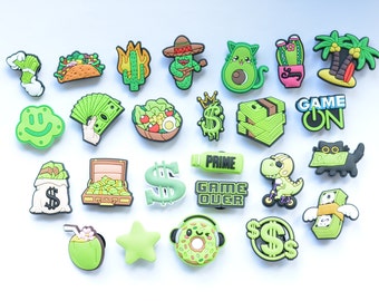 Croc Charm Pin Badge Cute 10+ Designs Popular Phrases Flower Green Themed Charms Sea Butterfly Plant Beach Earth Controller Nature Car