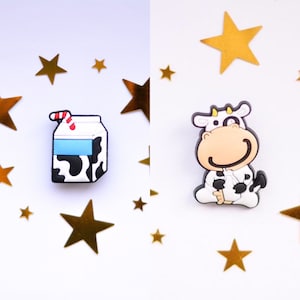 Cute Happy Cow and Milk Carton Shoe Charm - Charms for your Crocs - Croc Accessories. Jibbitz