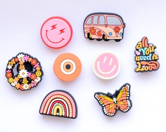 Orange and Pink Peace Croc Charms Clog Decoration - Charms for your Crocs - Croc Accessories. Jibbitz