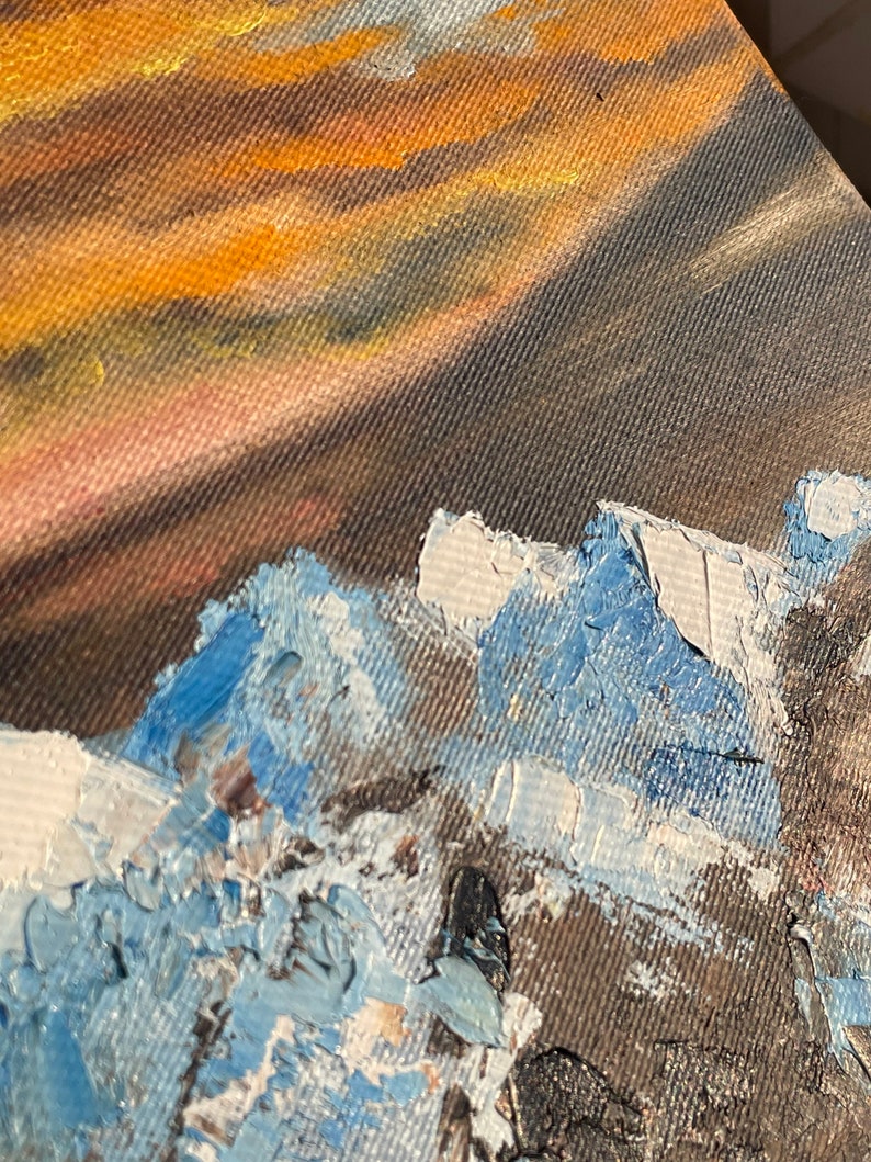 Original oil painting Mount Elbrus Impasto Landscape Original oil painting Mount Elbrus Impasto Landscape