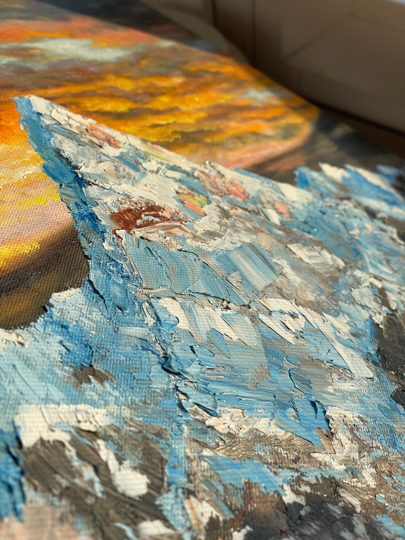 Original oil painting Mount Elbrus Impasto Landscape Original oil painting Mount Elbrus Impasto Landscape