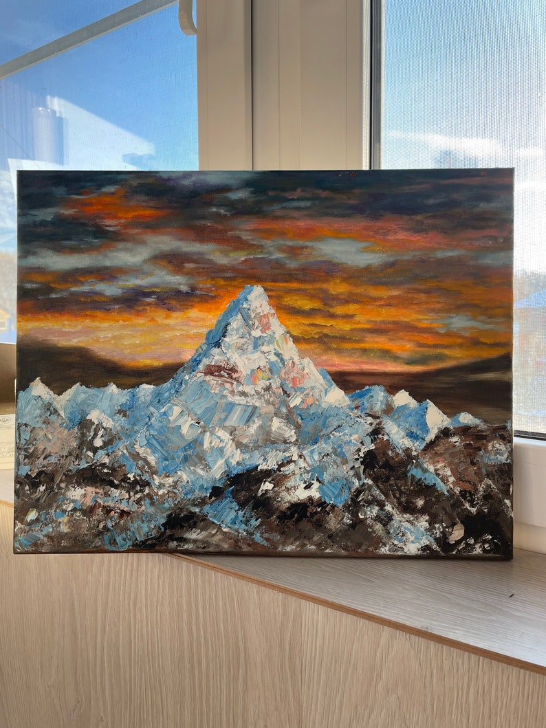 Original oil painting Mount Elbrus Impasto Landscape Original oil painting Mount Elbrus Impasto Landscape
