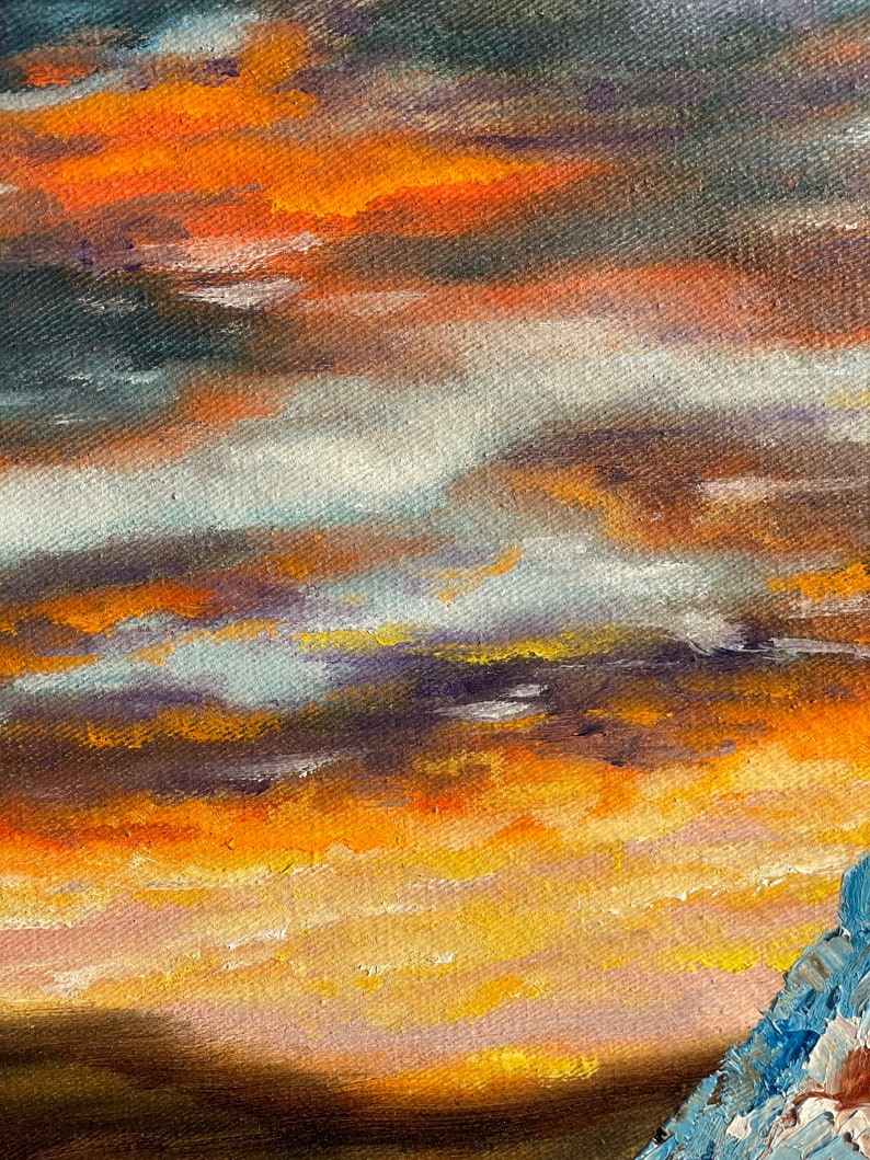 Original oil painting Mount Elbrus Impasto Landscape Original oil painting Mount Elbrus Impasto Landscape