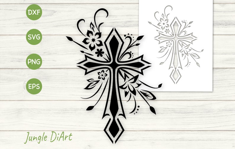 Cricut cross PNG Circuit file Cut file cross EPS Floral cross Svg Floral cross stencil Svg Stencil