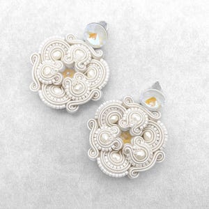 Handmade Ivory Soutache Bridal Earrings – Unique and Graceful Earrings
