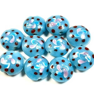 5 PCs Lampwork Beads, 16mm Beads, Murano Glass Beads, Venetian Glass Beads, Silver Foil Beads, Handmade Glass Beads, Vintage Beads
