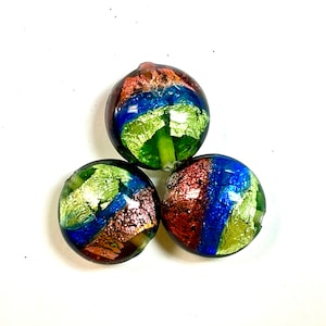 5 PCs Lampwork Beads, Lampwork Glass Beads, Murano Glass Beads, Venetian Glass Beads, Silver Foil Beads, Handmade Glass Beads, Vintage Beads