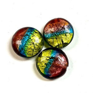 5 PCs Lampwork Beads, Lampwork Glass Beads, Murano Glass Beads, Venetian Glass Beads, Silver Foil Beads, Handmade Glass Beads, Vintage Beads