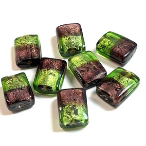 5 PCs Lampwork Beads, Lampwork Glass Beads, Murano Glass Beads, Venetian Glass Beads, Silver Foil Beads, Handmade Glass Beads, Vintage Beads