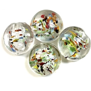 5 PCs Lampwork Beads, 16mm Beads, Murano Glass Beads, Venetian Glass Beads, Silver Foil Beads, Handmade Glass Beads, Vintage Beads image 1