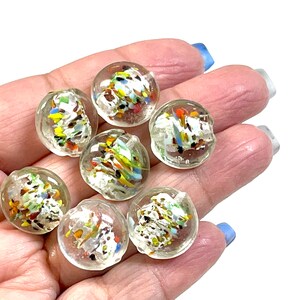 5 PCs Lampwork Beads, 16mm Beads, Murano Glass Beads, Venetian Glass Beads, Silver Foil Beads, Handmade Glass Beads, Vintage Beads image 2