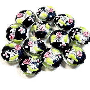 Lampwork Beads, Lampwork Glass Beads, Murano Glass Beads, Venetian Glass Beads, Silver Foil Beads, Handmade Glass Beads, Jewelry Supplies