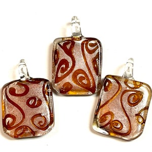 3 PCs Lampwork Pendant, Focal Beads, Lampwork Glass Beads, Murano Glass Beads, Venetian Glass Beads, Silver Foil Beads, Handmade Glass Beads