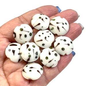 5 PCs White Lampwork Beads, 16mm Beads, Murano Glass Beads, Venetian Glass Beads, Silver Foil Beads, Handmade Glass Beads, Vintage Beads