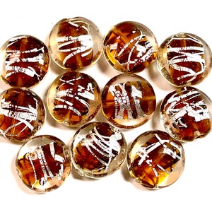 5 PCs Lampwork Beads, Lampwork Glass Beads, Murano Glass Beads, Venetian Glass Beads, Silver Foil Beads, Handmade Glass Beads, Vintage Beads
