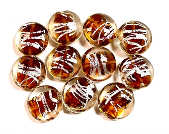 5 PCs Lampwork Beads, Lampwork Glass Beads, Murano Glass Beads, Venetian Glass Beads, Silver Foil Beads, Handmade Glass Beads, Vintage Beads