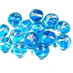 5 PCs Lampwork Beads, 16mm Lampwork Glass Beads, Murano Glass Beads, Venetian Glass Beads, Silver Foil Beads,  Glass Beads, Vintage Beads