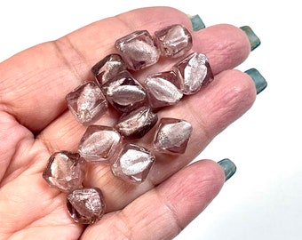 Perle a lume da 10 PC, Perle di vetro piccole, Perle di vetro di Murano, Perle di vetro veneziano, Perle di lamina d'argento, Perle di vetro fatte a mano, Perle vintage